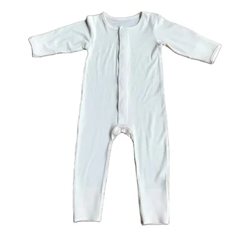 Free sample 100% bamboo fiber baby romper with Magnetic snaps baby sleepwear