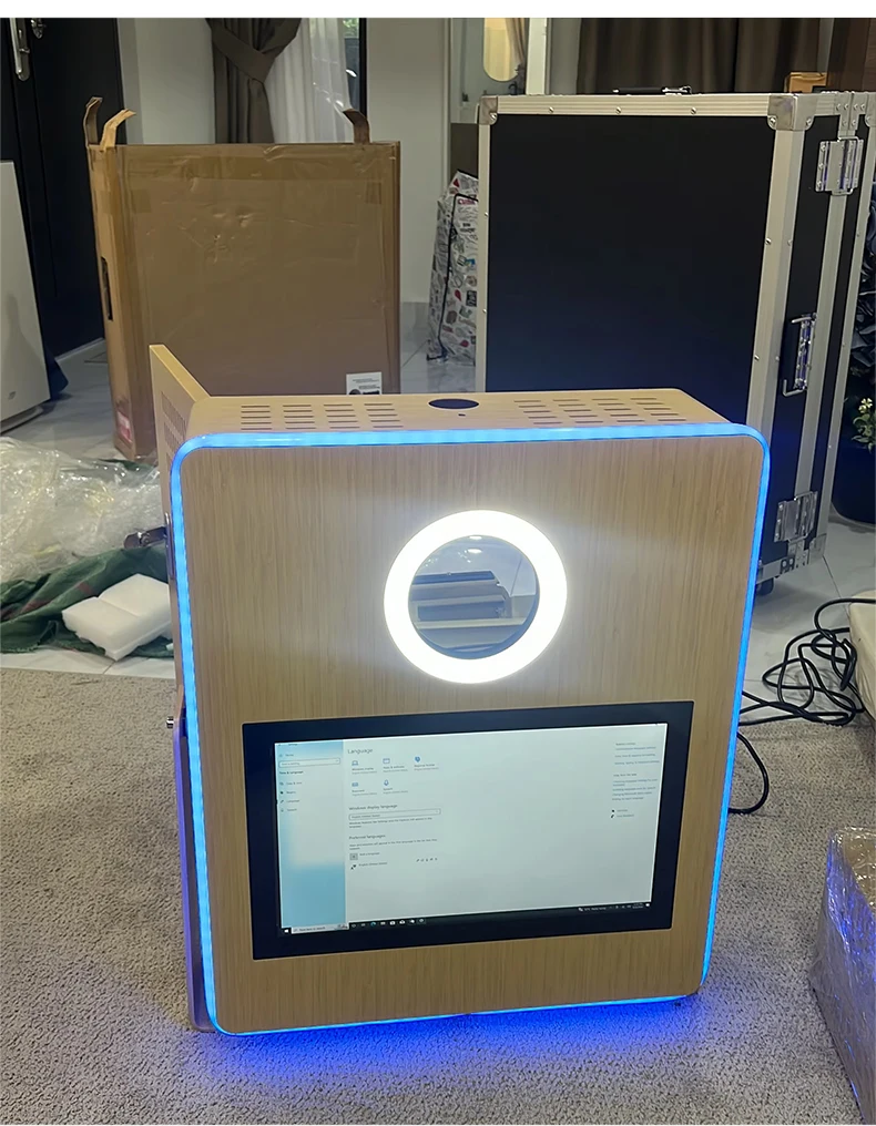 Wooden Photo Booth 90° Rotation for Dslr Photo Booth Mini Pc Fill Light Flight Case for Events or Wedding and Selfie Hf2757533f045448a9608764757211bfdN