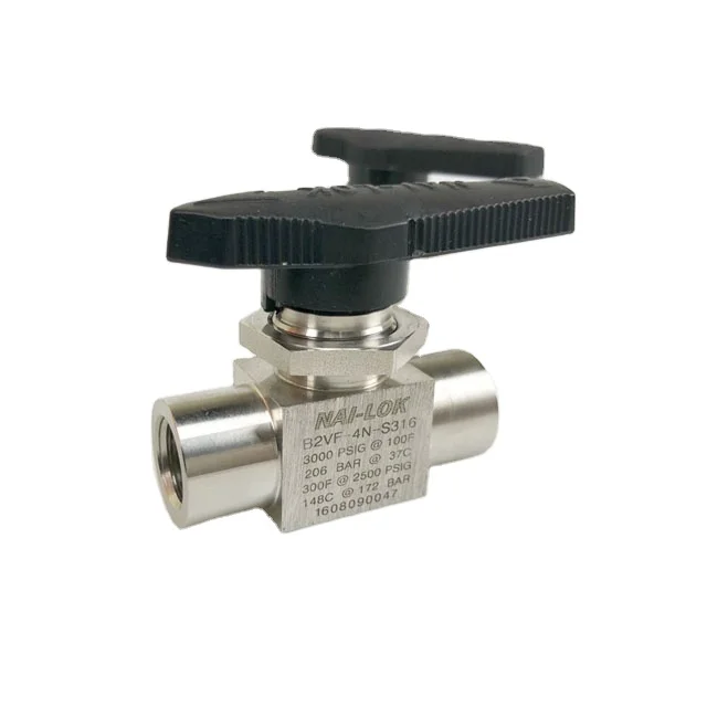 2 Way 316 Stainless Inlet/Outlet : 1/4 Female : NPT Swagelok 40G Series Ball Valve, 3,000 psi SS-43GF4-K 