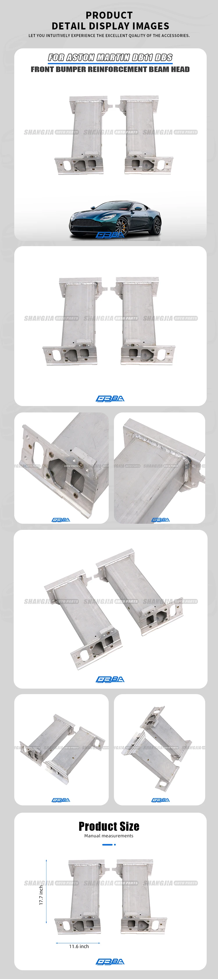 product for aston martin db11 dbs hy53 v17n801 ae 2016 2024 aluminum front bumper crash rail frame support oem hy53 v17n800 ae796328-3