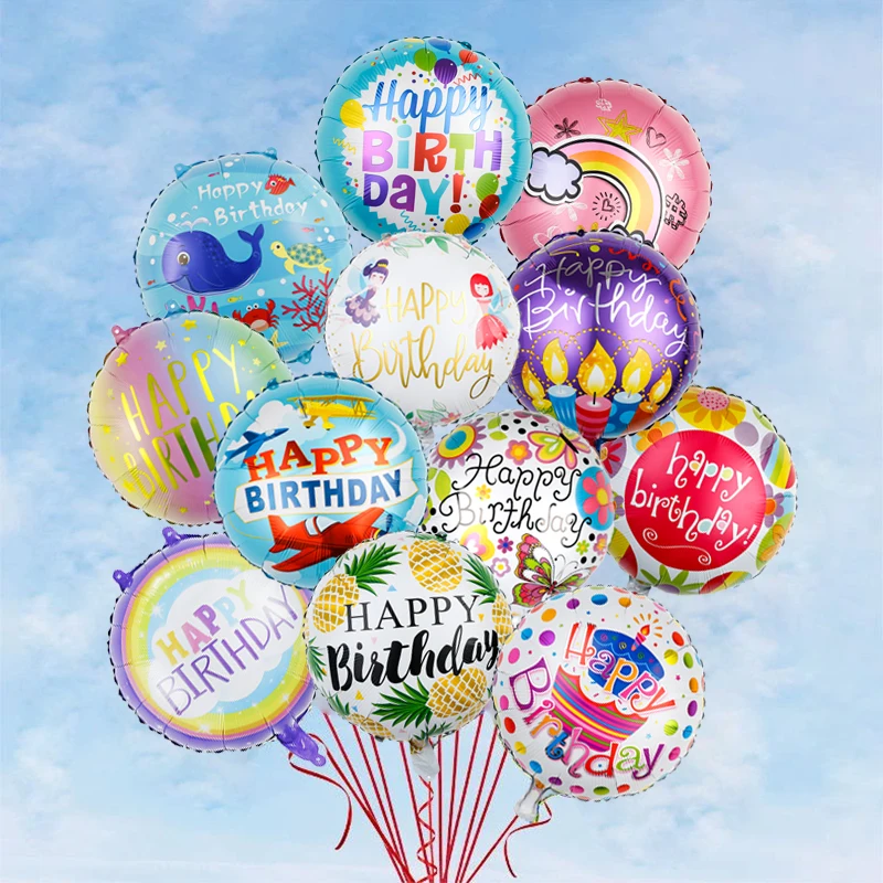 Inch Happy Birthday Round Foil Party Helium Balloons Mylar Balloons