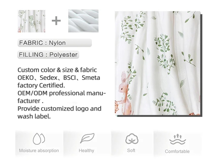 Custom Printed Summer Cooling Breathable Nylon Quilt Bedding Set with 2 Pillowcases details