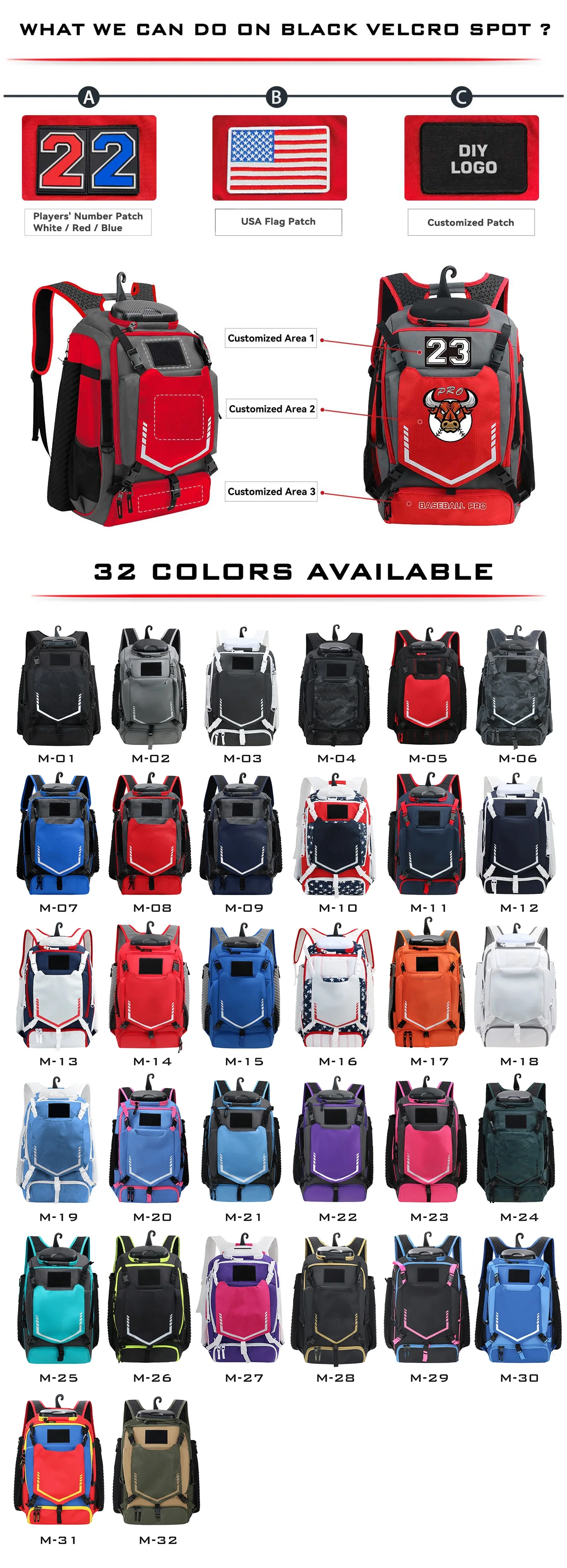 Kopbags Custom LOGO Big Baseball Backpack Bat Bags Sports Backpack Custom Print Baseball manufacture