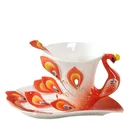Fashionable Enamel Porcelain Creative Peacock Coffee Cup Custom Painted Tea Cup