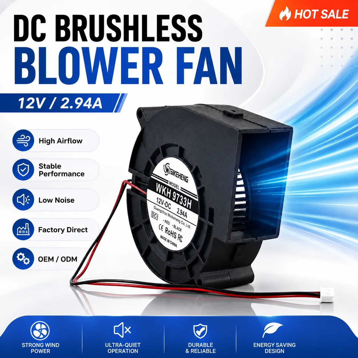 Centrifugal Blower, 9733, BLDC, 12V, WKH - detail 10
