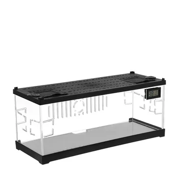 High Visibility 38x14x15.5cm Acrylic Reptile Terrarium for Juvenile Gecko USB Heat Light Digital Thermometer Stackable Design