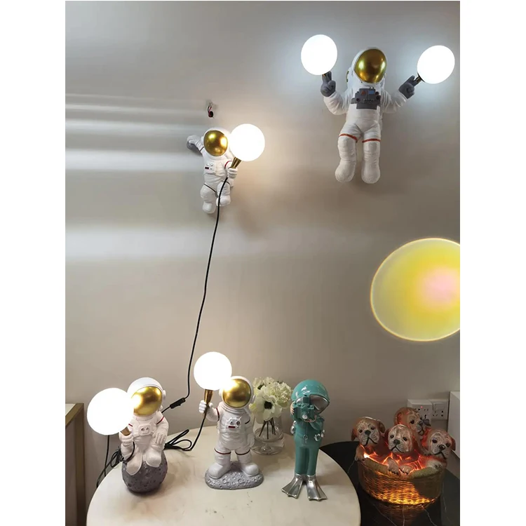 Creative astronaut resin table bedside for babies kids table light