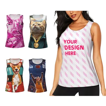 Custom logo polyester body building sports athletic women's sleeveless tank top vest singlet workout tank top women