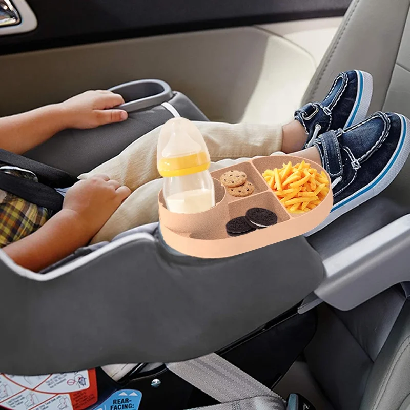 Silicone Baby Car Seat Cup Holder Snack Tray for Car Seat Kids Travel Snack Tray for Toddler Car Seat