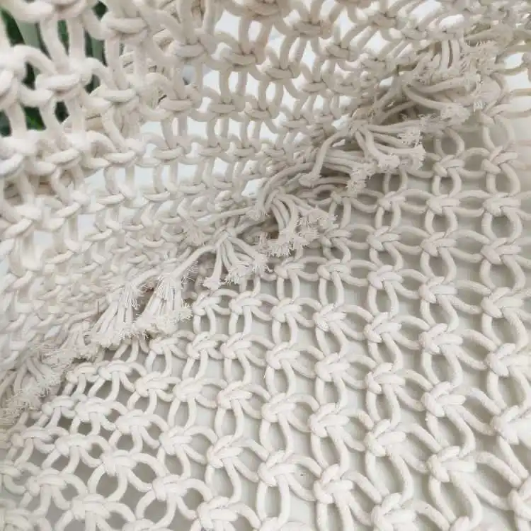 Cotton Rope Woven Macrame Mesh Net Beach Bag Crochet Knit Travel Beach Fishing Net Handbag Shoulder Bag for Women