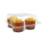 PET disposable clear plastic cup cake dessert 4 Compartment cupcake plastic containers