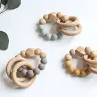 Wood Beads Customized Wood Resin Ring Silicone Beads Teether Rattle