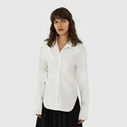 Blouses OEM Ladies Designs Office Slim Fit Shirt Custom Camisa Lapel Long Sleeve White Blouses