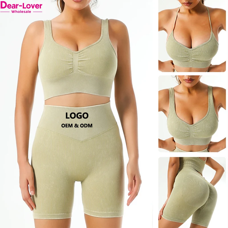 Dear-Lover Wholesale Custom Logo OEM ODM Ladies Honeycomb Yoga Active Push Up Workout Gym Woman Sport Bra Top