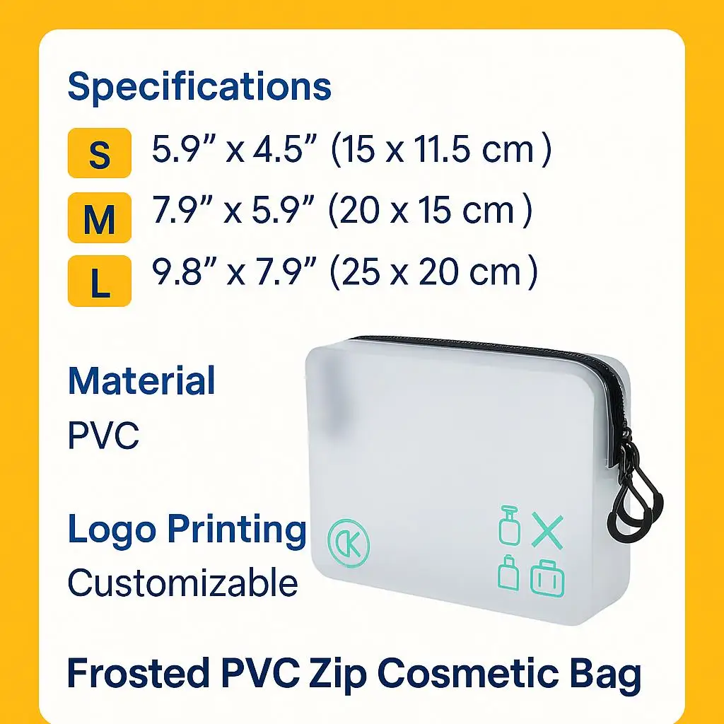 Waterproof Frosted PVC Toiletry Bag with Zipper for Travel Makeup Organizer - detail 7