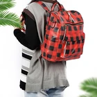 School Plaid Leather School Bag Wholesale Embroidered Plaid Leather School Bag