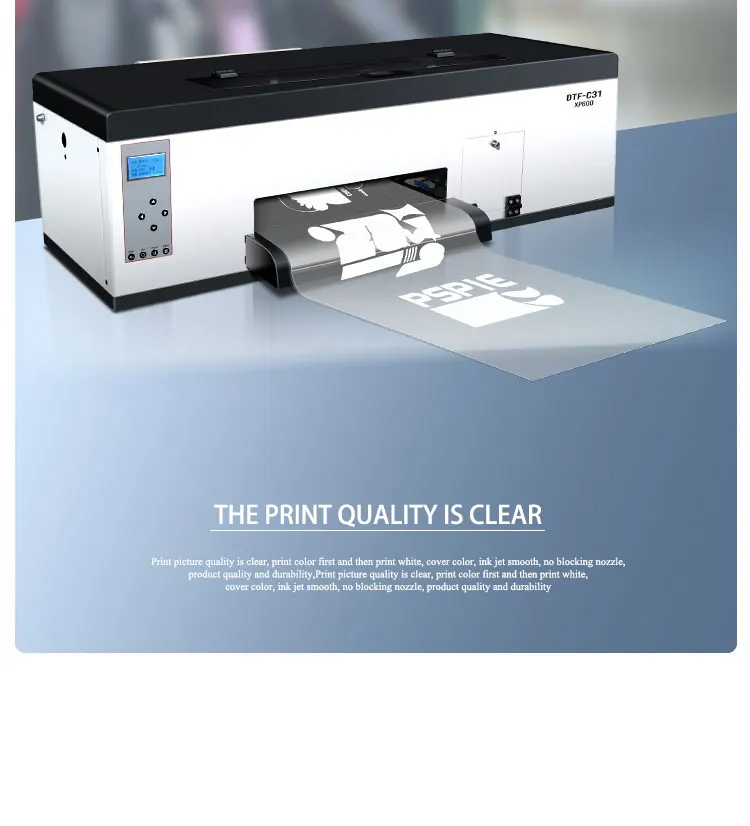 Hot Sale Factory Direct Supply Single Head A3+ 33cm C31 Eps XP600 DTF Printer for DTF Digital Printing for DIY Logo Design