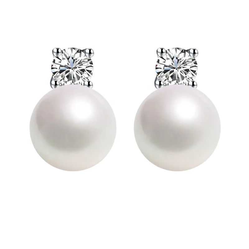 Shinny Studs Earrings 925 Silver Earrings Pearl Earrings Fine Jewelry Gifts For Women White/Pink/Purple/Black