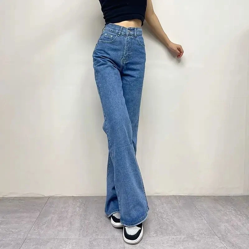 Women Patchwork Jeans High Waisted Straight Leg Stretch Denim Pants Girls Fashion Color Block Patch Jeans