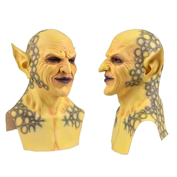 Party Supplies Theme Full face realistic yellow Green long latex devil Party masks Halloween