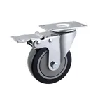 Gray Wheels Brake Swivel Caster Wheel 4 Inch Gray PU Swivel Wheels Caster With Brake