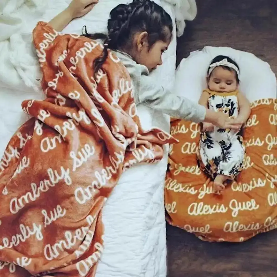 Wholesale Custom repeating kids named blanket Soft Fleece Personalized name blanket for baby infant gift