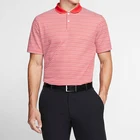 Polo Polo Collar Performance Sweat Wicking Fabric Mens Striped Golf Polo With 2 Button Placket