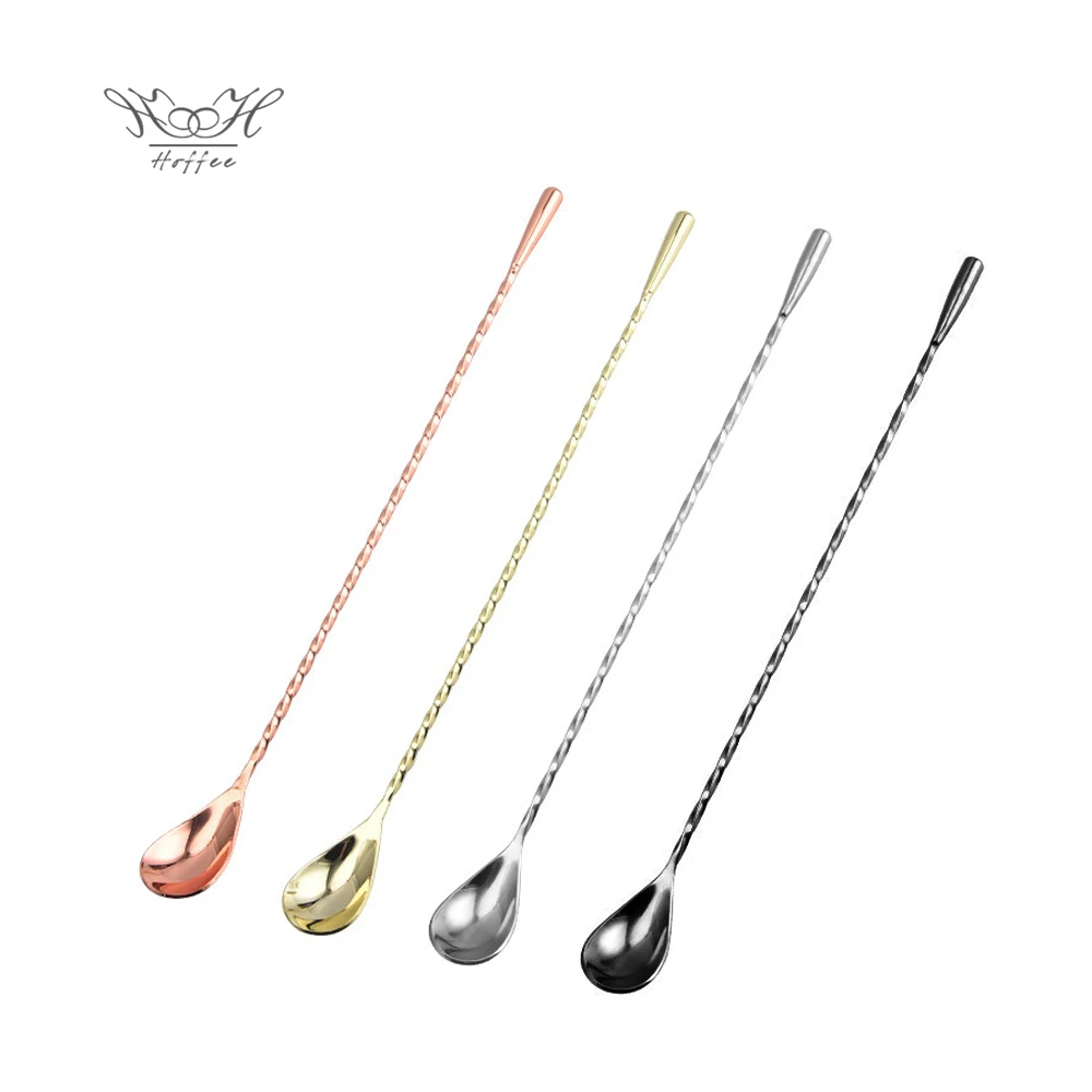 Long Stainless Steel Cocktail Spoon 30 Cm Gold 柔らかい