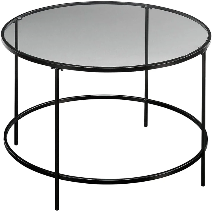 nordic style iron coffee table with metal round base glass coffee table top
