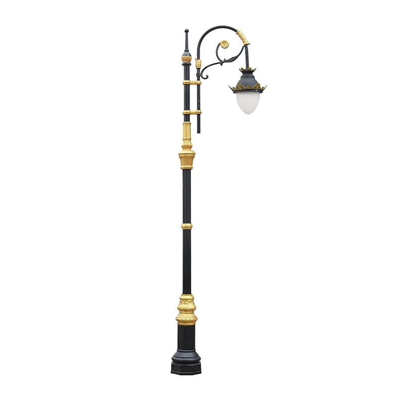 Custom vintage outdoor post lamp villar park community Street 3m 4m 5m aluminum light pole lamp post