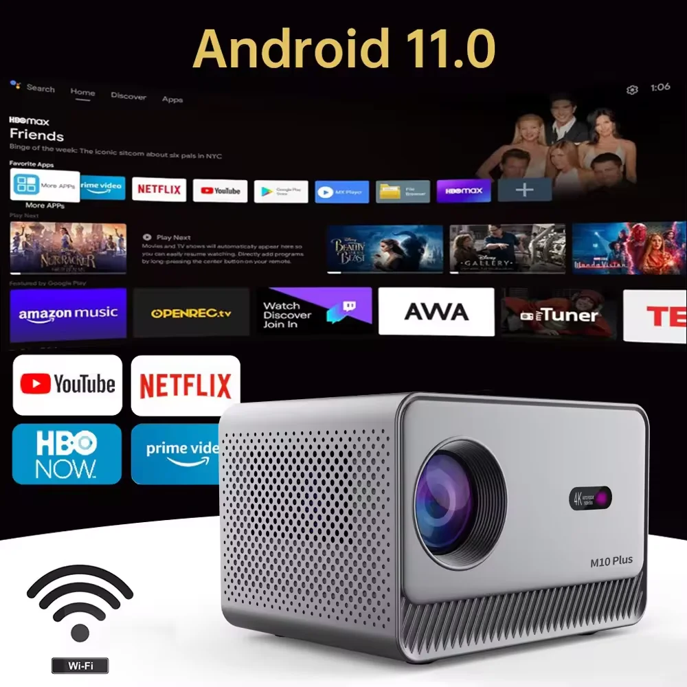 Large Selling M10 Plus Smart Android Beamer 720P HD Support 1080P 4K Portable Mini Home Movie Video Projector