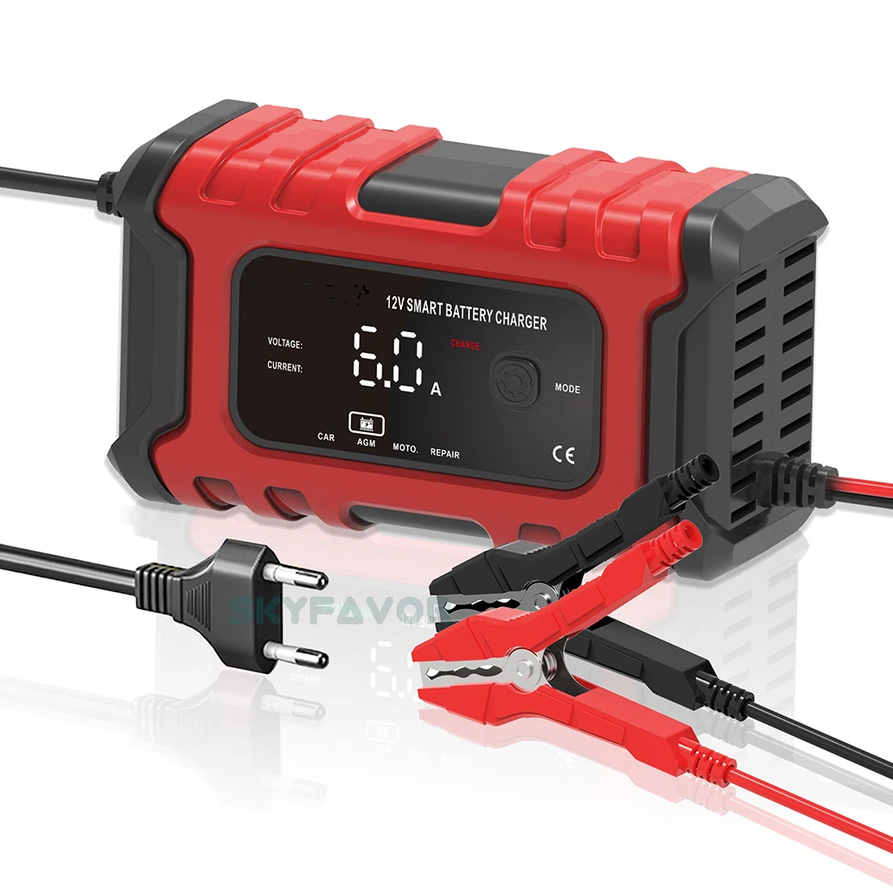New products smart battery charger car 12v auto 12 VOLT 6A pulse Repair lead acid Maintenance-free car battery charger for 60AH