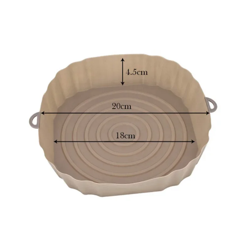 product reusable silicone baking tray air fryer pan liner non stick food grade round square basket heat resistant eco friendly washable-5