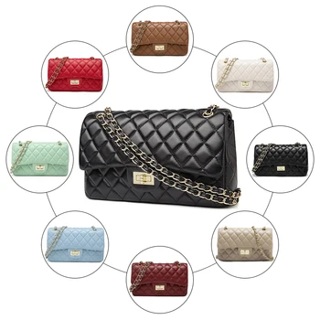 Lady Luxury Trending Design PU Leather Rhomboid Chain Crossbody Shoulders Bag For Women 2021 Hand Bags Ladies Handbags