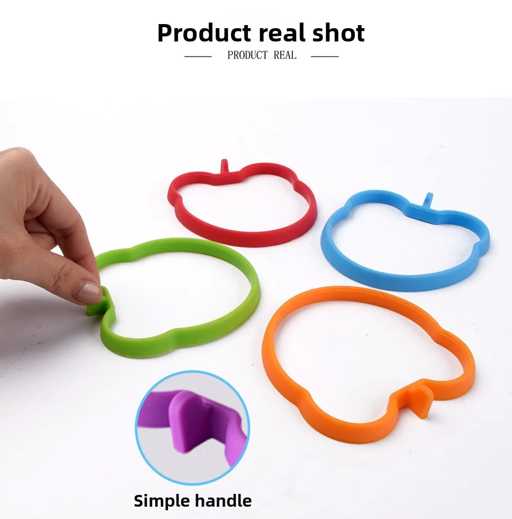 Heart-Shaped Bear & Flower-Shaped Silicone Pancake & Egg Mold Star-Shaped Fried Egg Maker with Handle Kitchen Tool supplier