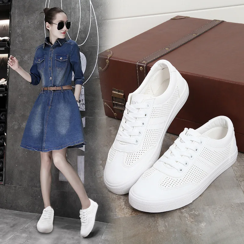 10%Discount summer hollow plus size women's shoes small white shoes women's casual korean style sneakers