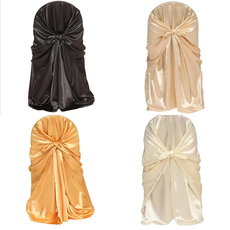Hot sale Direct Factory price solid color satin universal wedding chair cover for Banquet Party Dinner Hotel Wedding Decorations