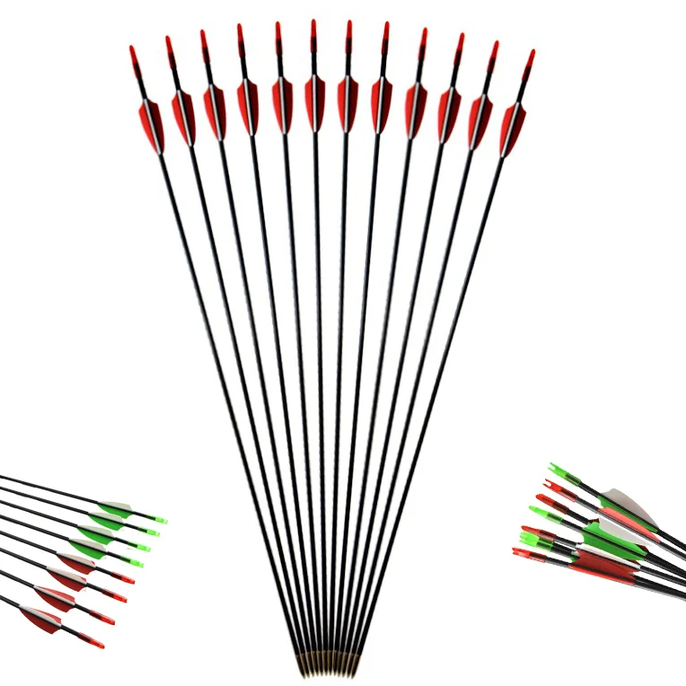 32'' Archery Carbon Arrows Hunting Target Practice For Compound & Recurve Bow 