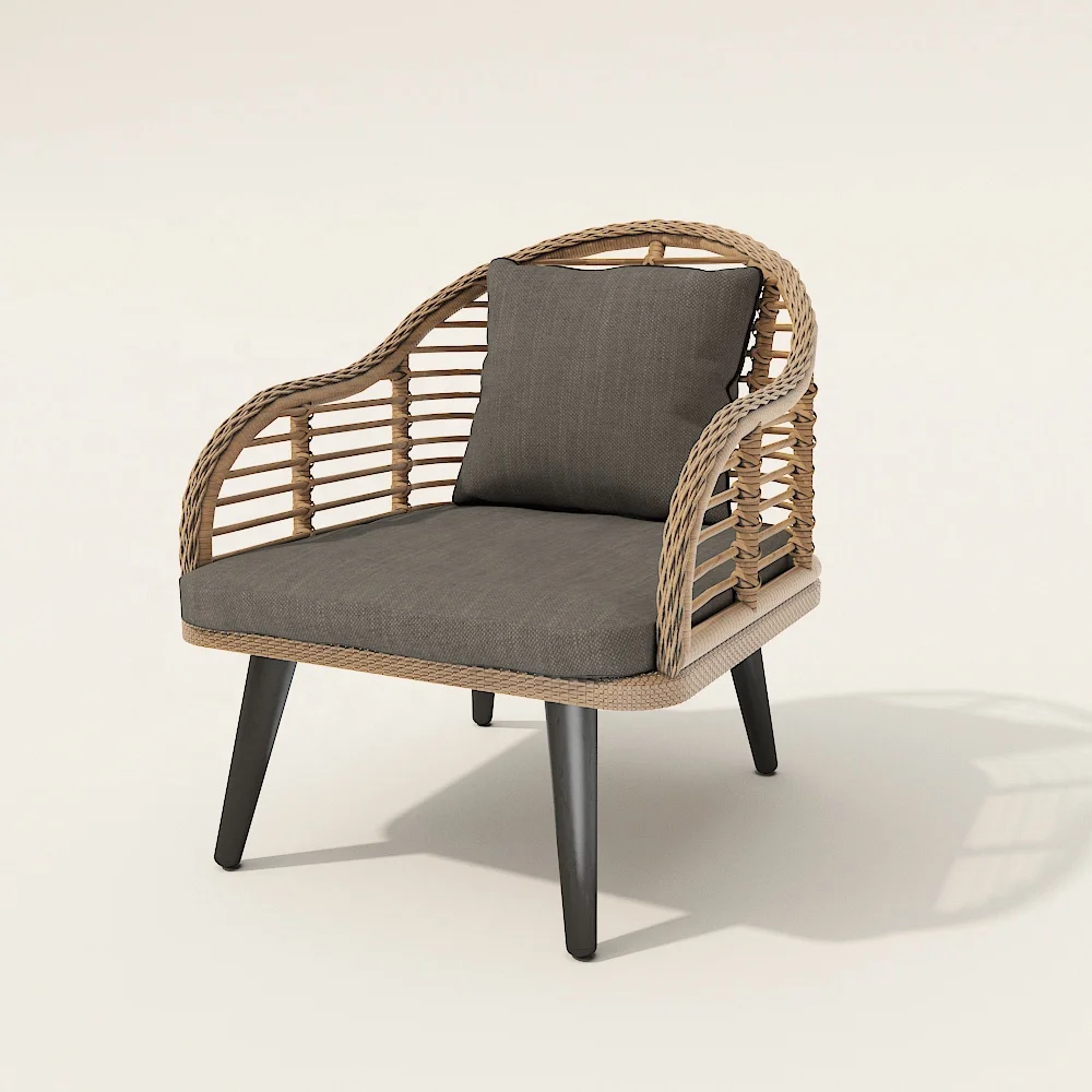 round back rattan patio chair