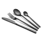 Cutlery Plated Metal Cutlery Cutlery Set Spoon Stainless Steel 18/10 Plated Flatware Metal Black Cutlery