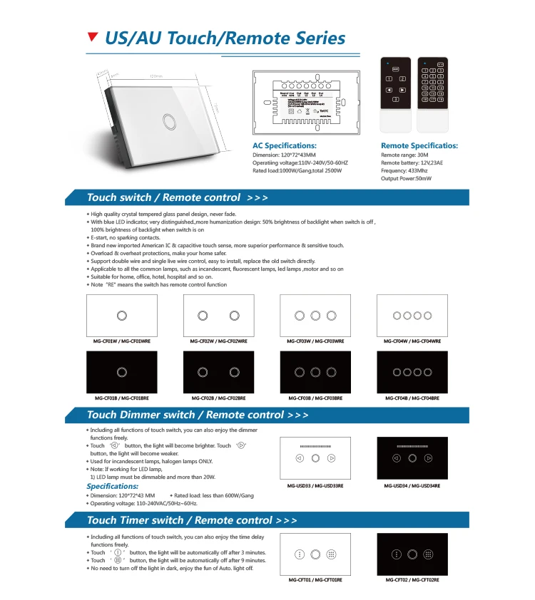 Wholesale Usb Glass Neutral Wireless Tuya Zigbee Touch Light Power