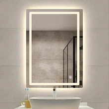 Modern Designer Decorates Home Salon with Long Led Smart Lighting and Large Wall Mirror