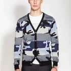 Neck Sweater Men 100%Cotton Custom Camo Sweater V Neck Jacquard Knitting Men Cardigan With Button