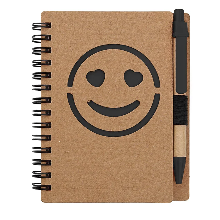 Spiral Kraft Paper Cover Notebook Custom Journal With Paper Pen Set