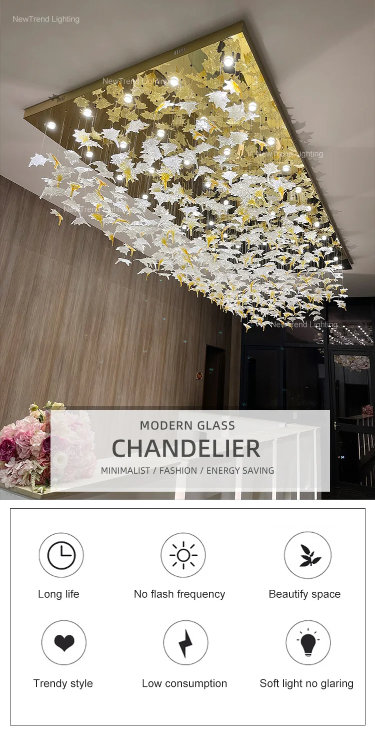 CPL-339 Luxury Style Custom Indoor Decoration Hotel Villa Hall Staircase Hanging Lamp Glass Led Chandelier Light supplier