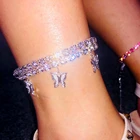 Diamond Gold And Silver Tarnish Free Pink Crystal Diamond Tennis Butterfly Anklet Bracelet For Women
