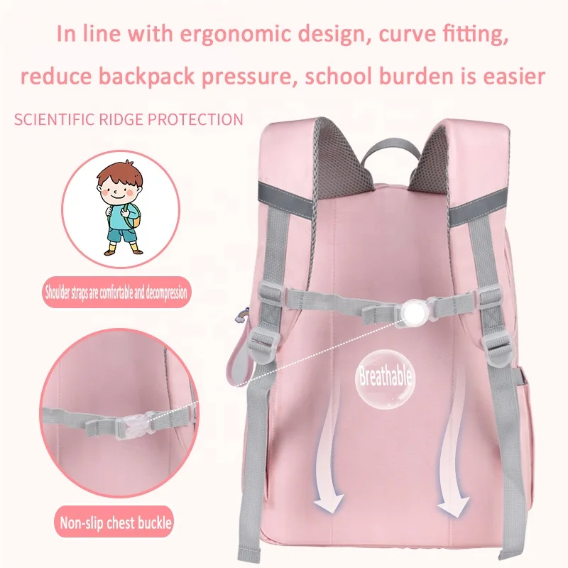 Amiqi HL-6618 Kids Backpack Children School Bags for girls Orthopedic School Backpack Waterproof Primary girl Schoolbag Book Bag