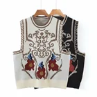 Vest Professional Supplier Ladies Sweater Retro Jacquard Knitted Vest Outwear Waistcoat