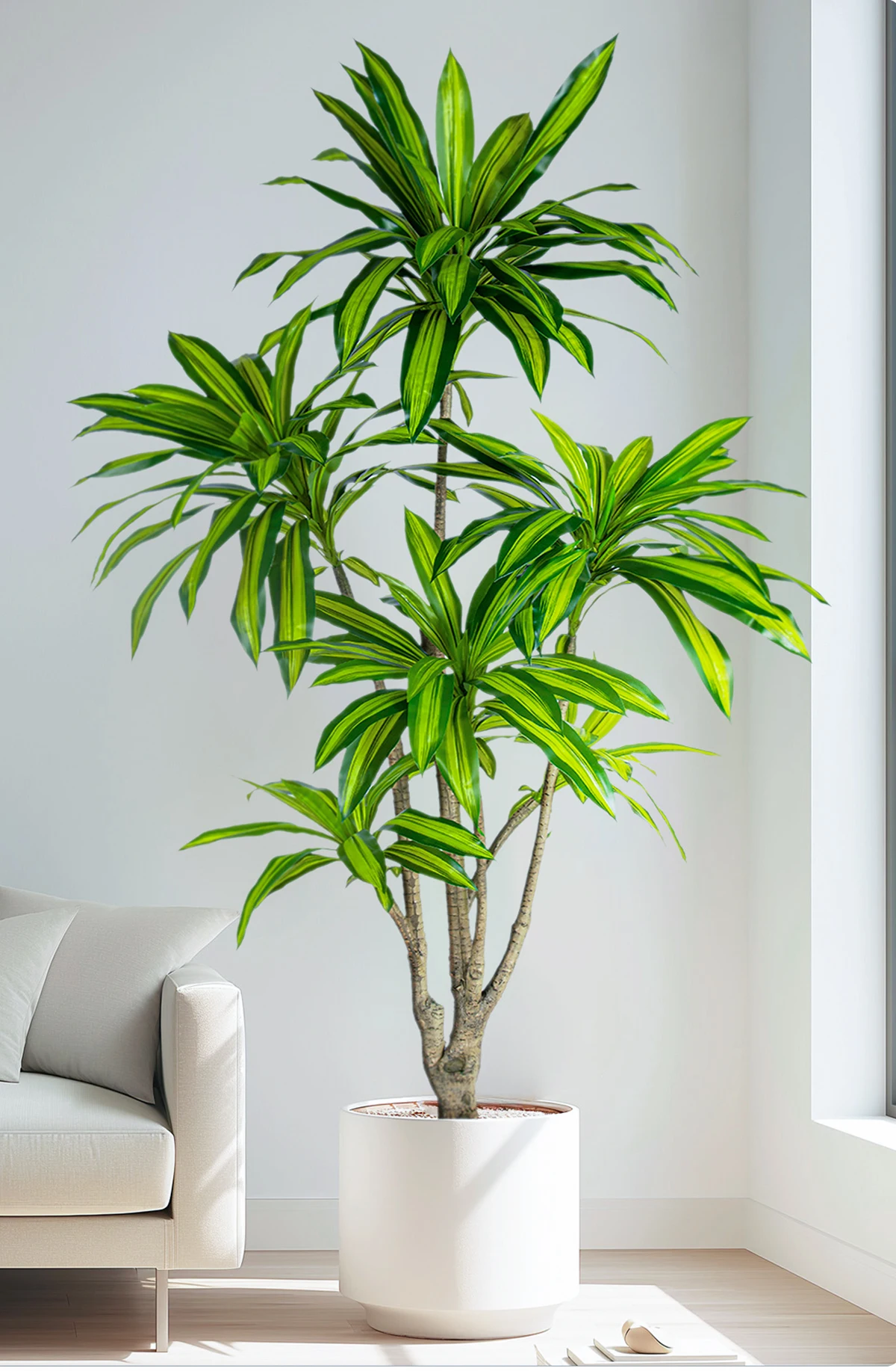 Artificial Simulated Dracaena Fragrans Plastic Decorative Green Tree for Home or Office Pot Decorative Christmas Garden Greenery details