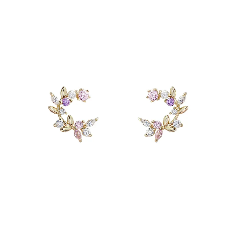 Compact  butterfly  Ear Studs  Retro  Forest system  flower  Earrings  fashion  temperament  Versatile  Earrings  female